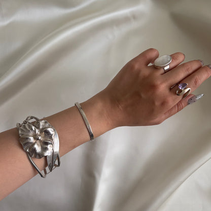 Vintage Sterling Pansy Statement Cuff