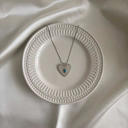 Vintage Sterling Turquoise Heart Statement Necklace