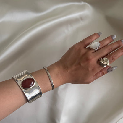 Vintage Sterling Carnelian Statement Cuff