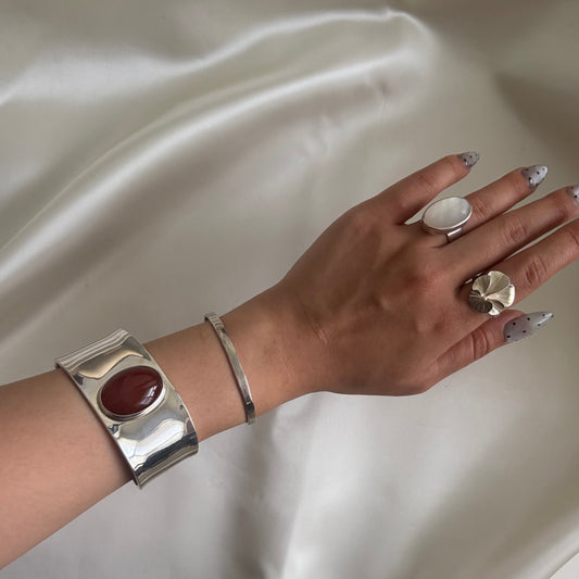 Vintage Sterling Carnelian Statement Cuff