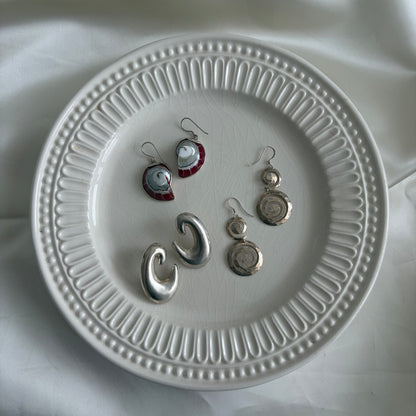 Vintage Sterling Hammered Swirl Drop Earrings