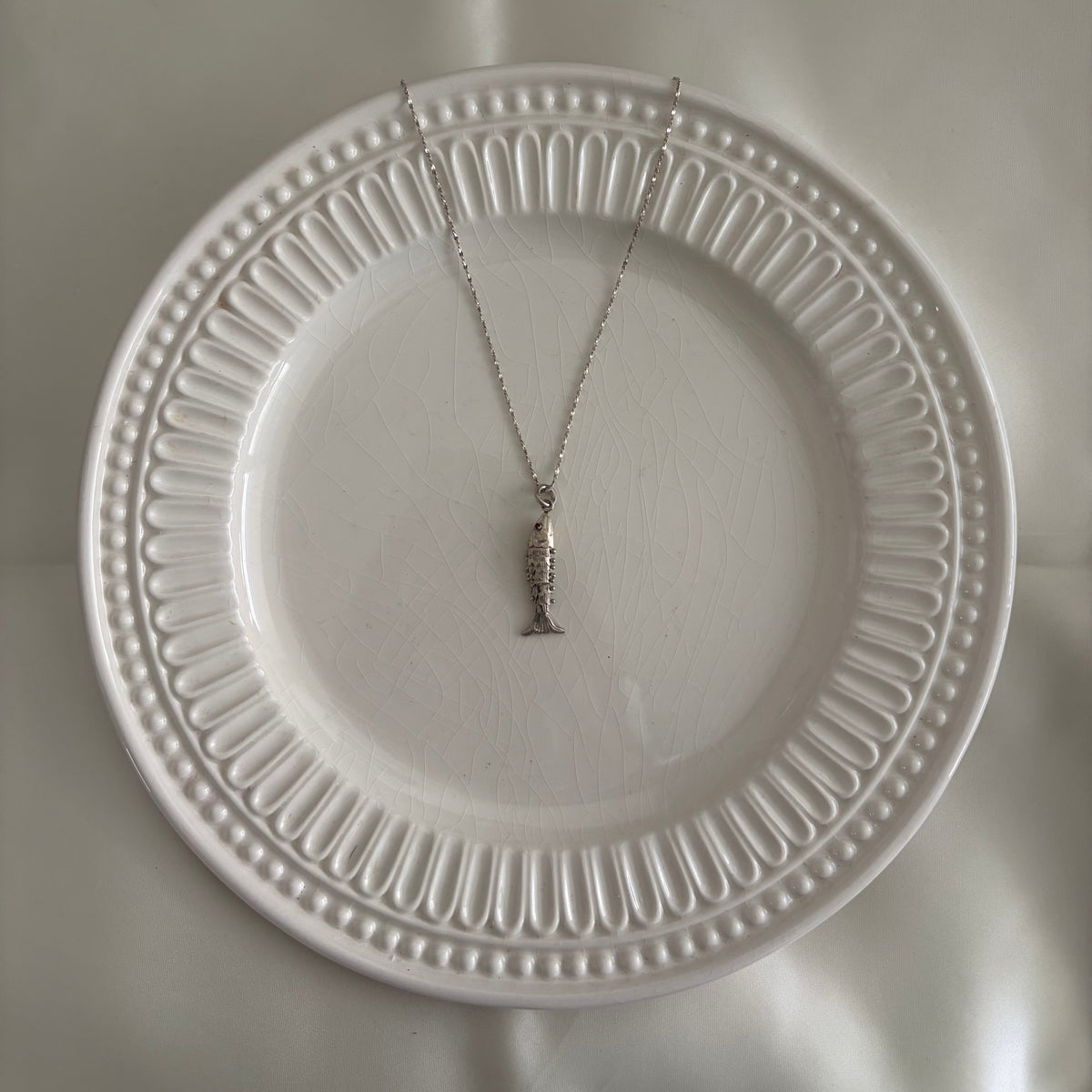 Vintage Sterling Articulated Fish Necklace