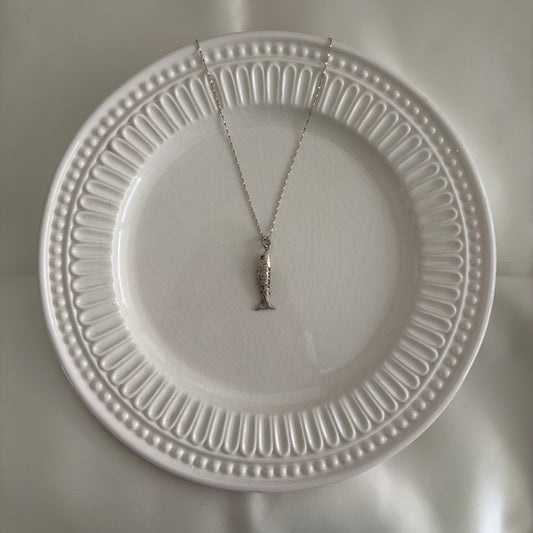 Vintage Sterling Articulated Fish Necklace