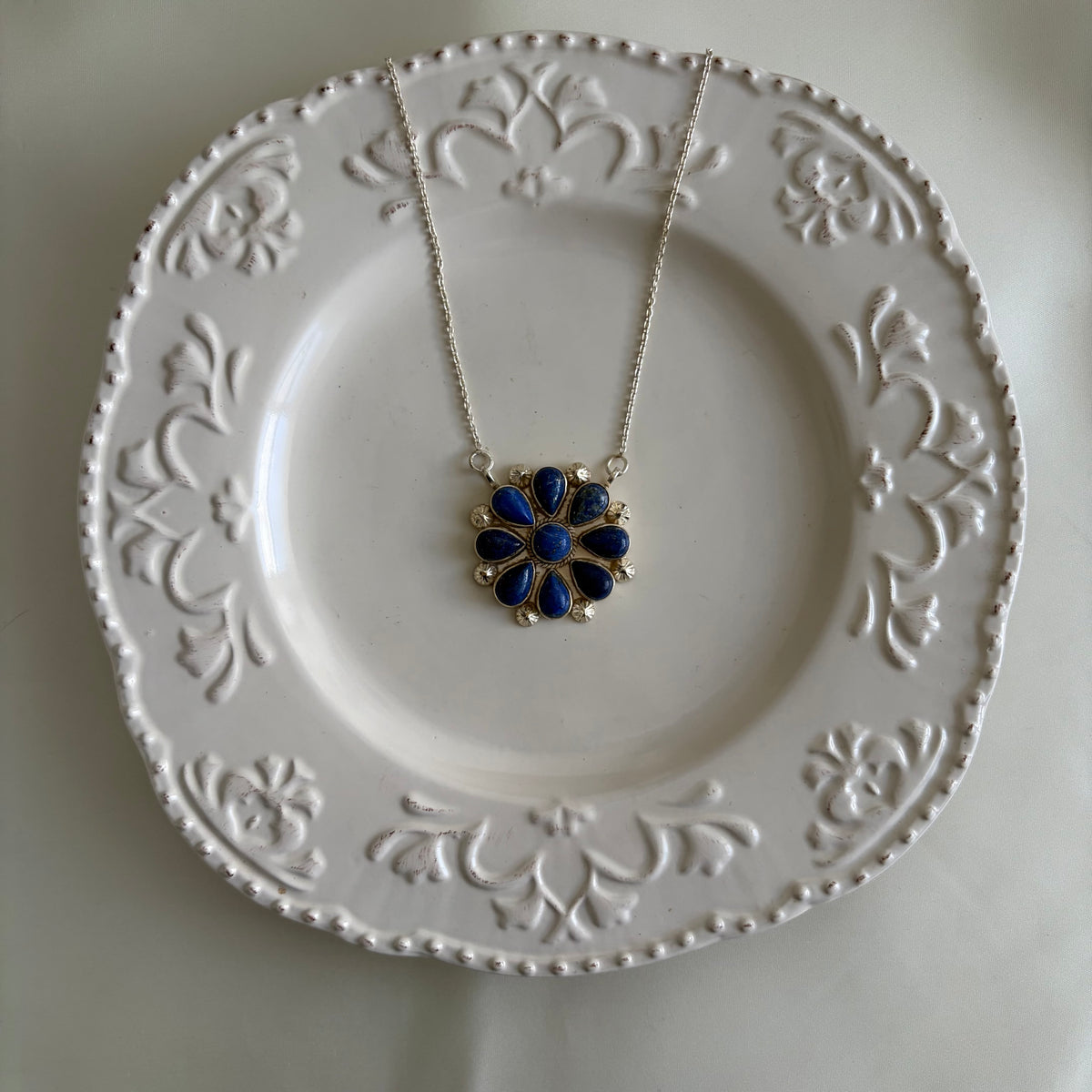 Vintage Sterling Southwestern Statement Lapis Necklace