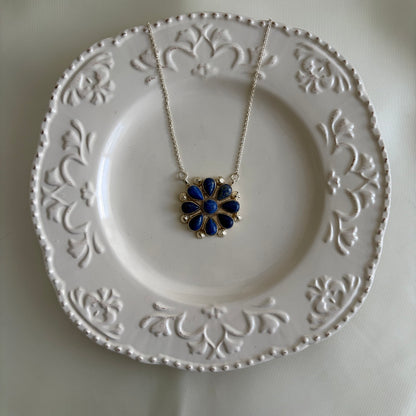 Vintage Sterling Southwestern Statement Lapis Necklace