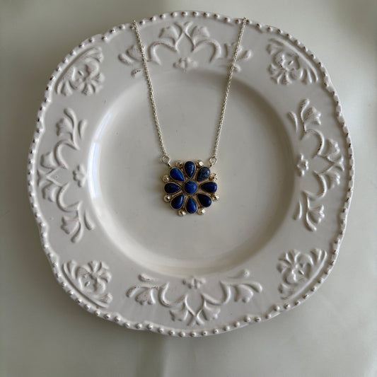 Vintage Sterling Southwestern Statement Lapis Necklace