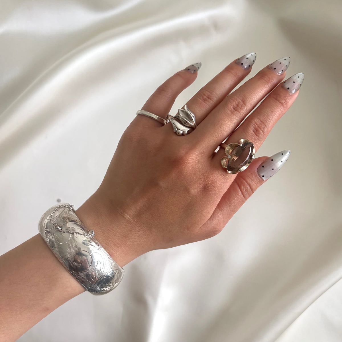 Vintage Sterling Taxco Smokey Quartz Ring