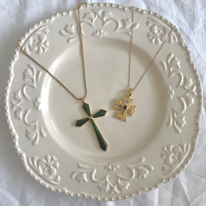 Vintage Gold Filled Statement Cross Necklace