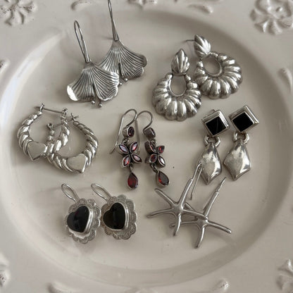 Vintage Sterling Textured Door Knocker Earrings