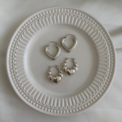 Vintage Sterling Heart Hoops