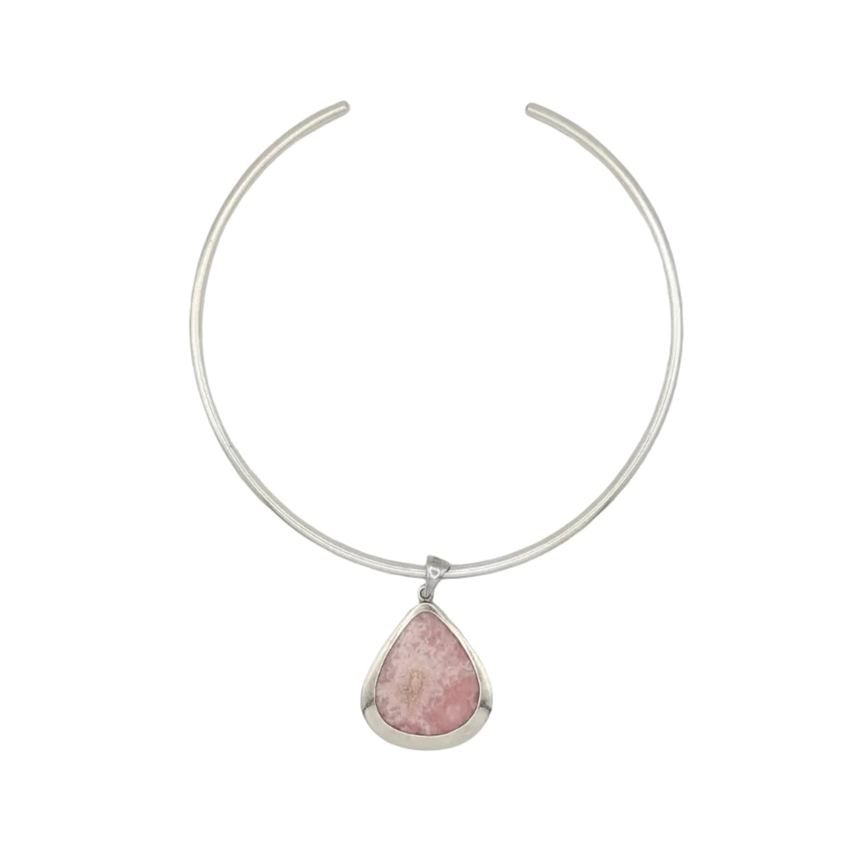 Vintage Sterling Rhodochrosite Torque Necklace