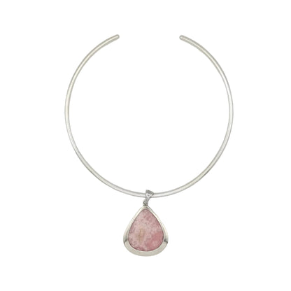 Vintage Sterling Rhodochrosite Torque Necklace