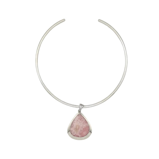Vintage Sterling Rhodochrosite Torque Necklace