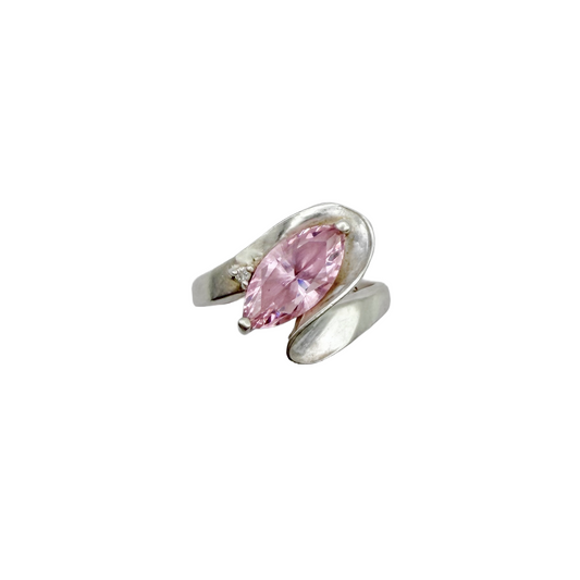 Modernist Sterling Pink Gemstone Ring
