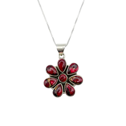 Vintage Sterling Rose Dahlia Flower Necklace