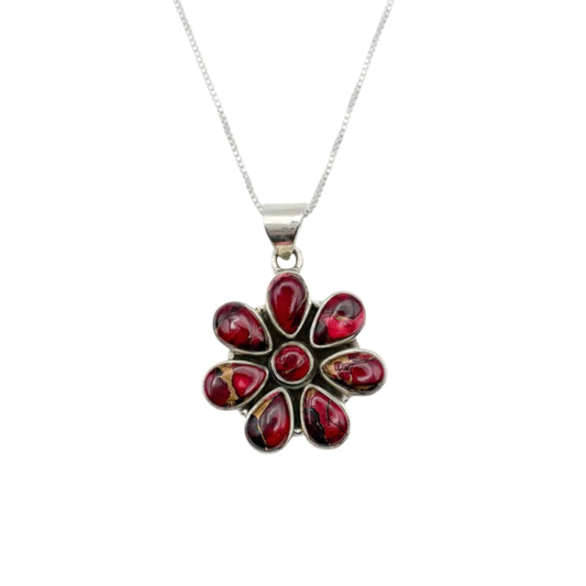 Vintage Sterling Rose Dahlia Flower Necklace