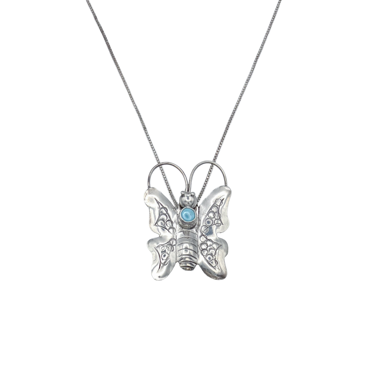 Vintage Sterling Butterfly Brooch Necklace