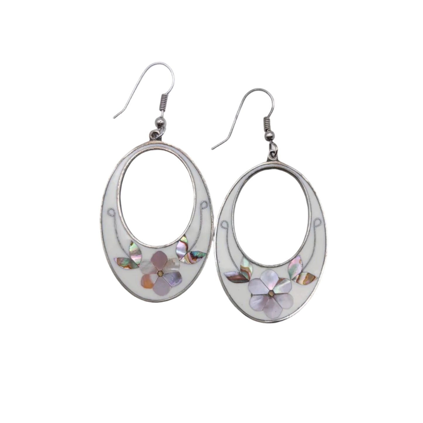 Vintage Alpaca Inlay Hoops
