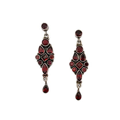 Vintage Sterling Cluster Garnet Earrings