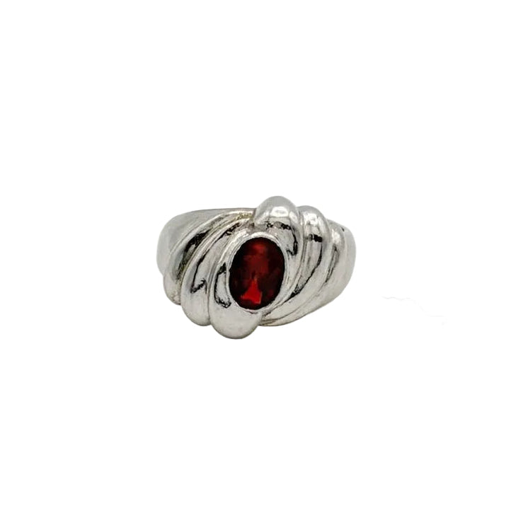 Modernist Sterling Garnet Ring