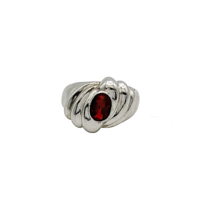 Modernist Sterling Garnet Ring