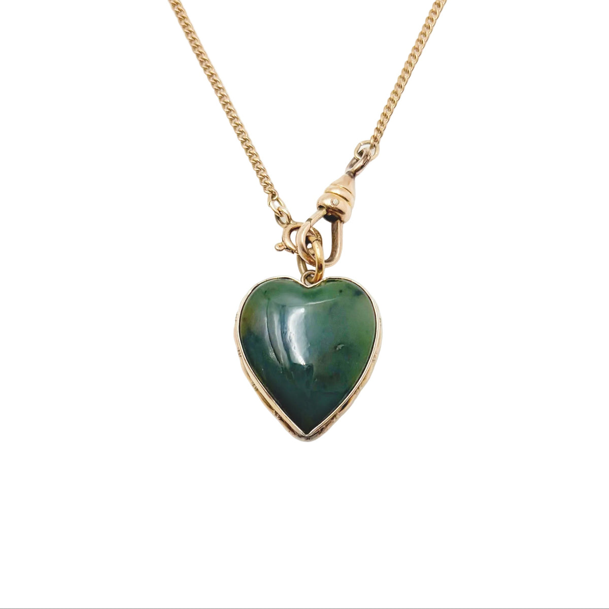 Vintage Gold Filled Watch Chain Jade Necklace