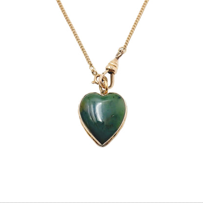 Vintage Gold Filled Watch Chain Jade Necklace