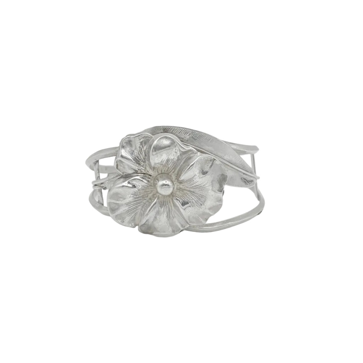 Vintage Sterling Pansy Statement Cuff