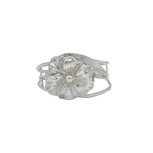 Vintage Sterling Pansy Statement Cuff