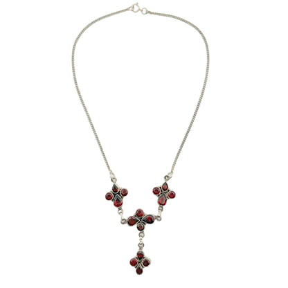 Vintage Sterling Garnet Lariat Necklace