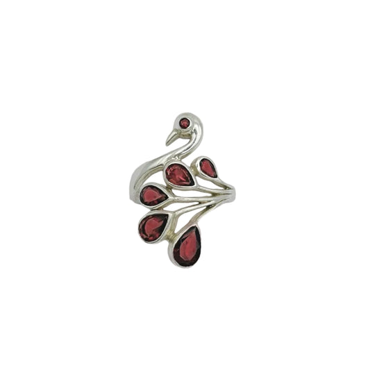 Vintage Sterling Garnet Dove Ring