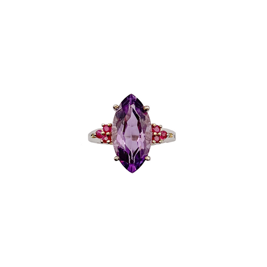 Vintage Sterling Amethyst Ruby Ring