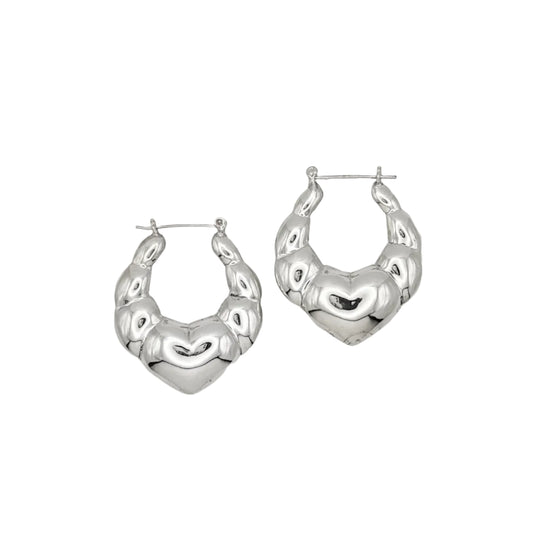 Vintage Sterling Puffy Heart Hoops