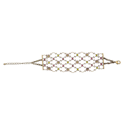 Vintage Floral Lattice Brass Bracelet