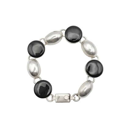 Vintage Sterling Onyx Link Bracelet