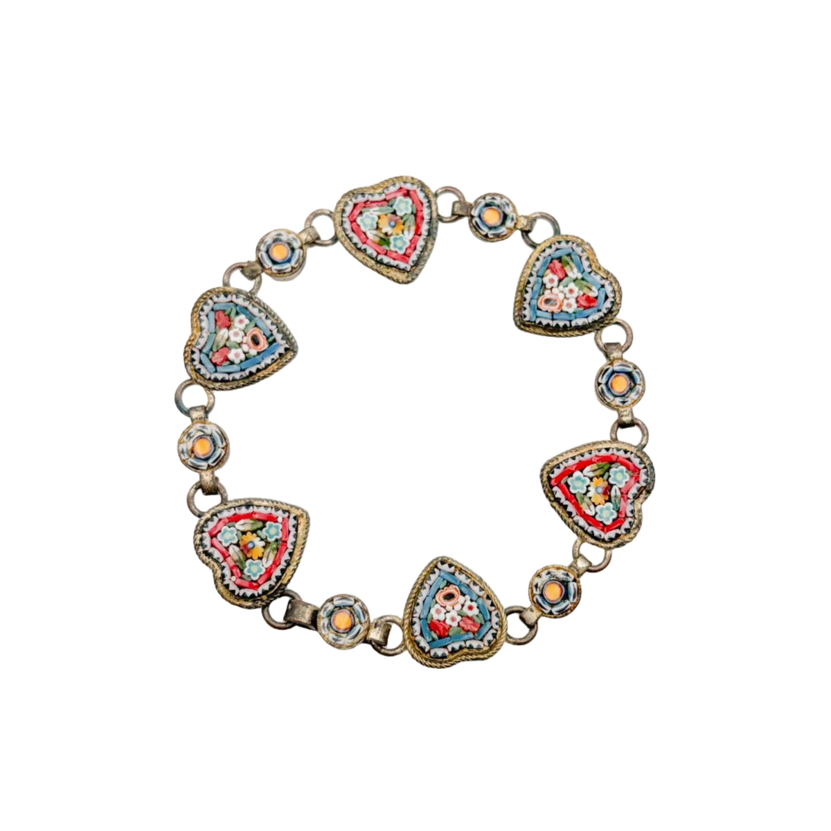 Vintage Brass Micro Mosaic Bracelet