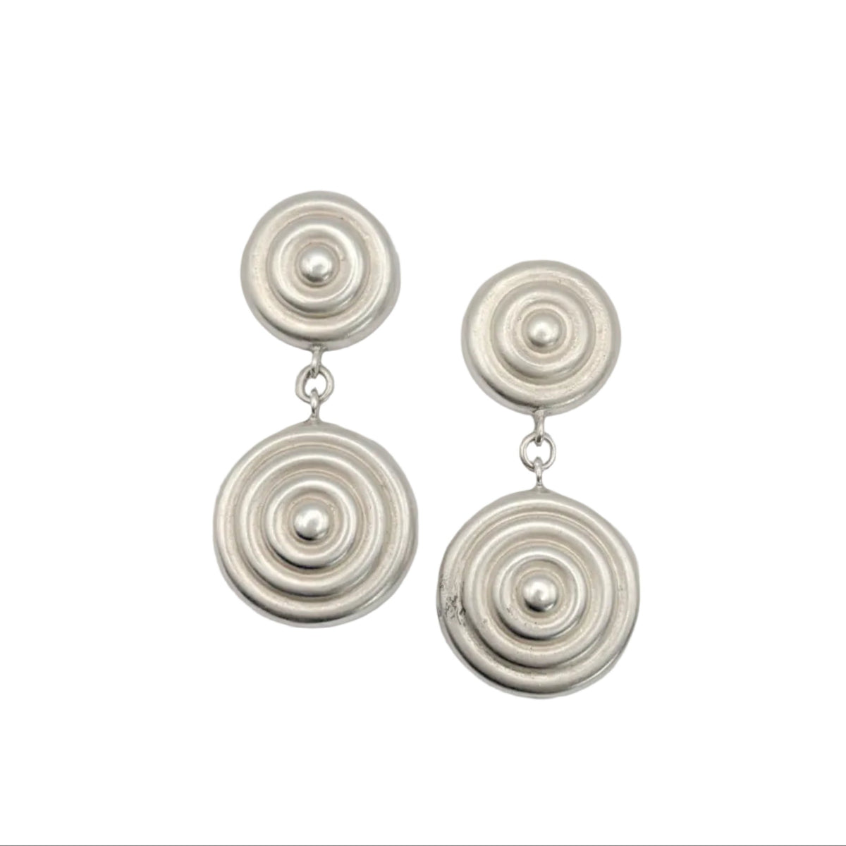 Modernist Sterling Circle Drop Earrings