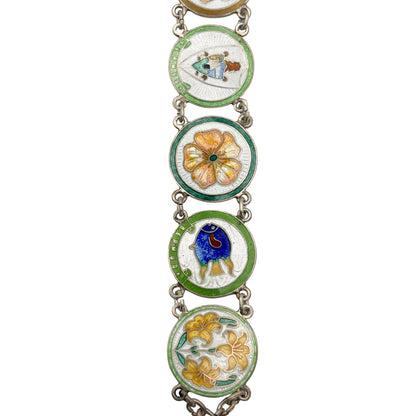Vintage Sterling Bermuda Enamel Motif Bracelet
