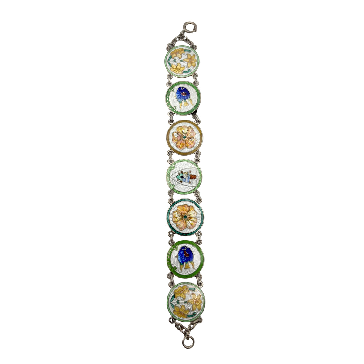 Vintage Sterling Bermuda Enamel Motif Bracelet