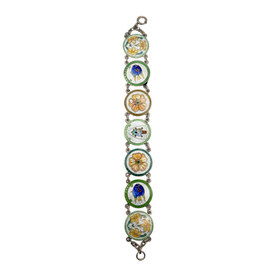 Vintage Sterling Bermuda Enamel Motif Bracelet