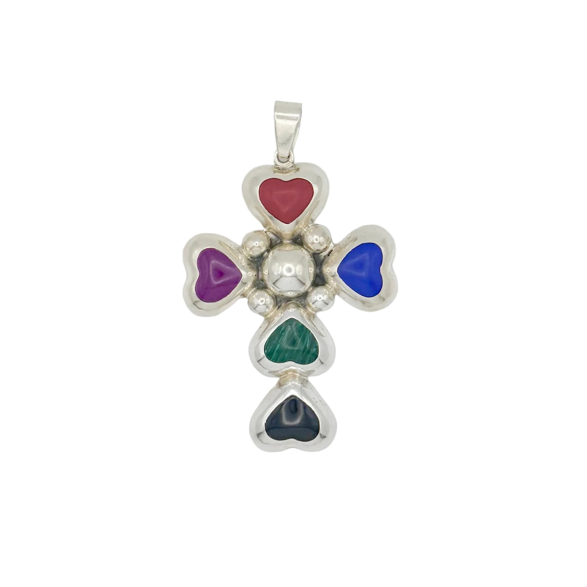 Vintage Sterling Taxco Chunk Cross Pendant