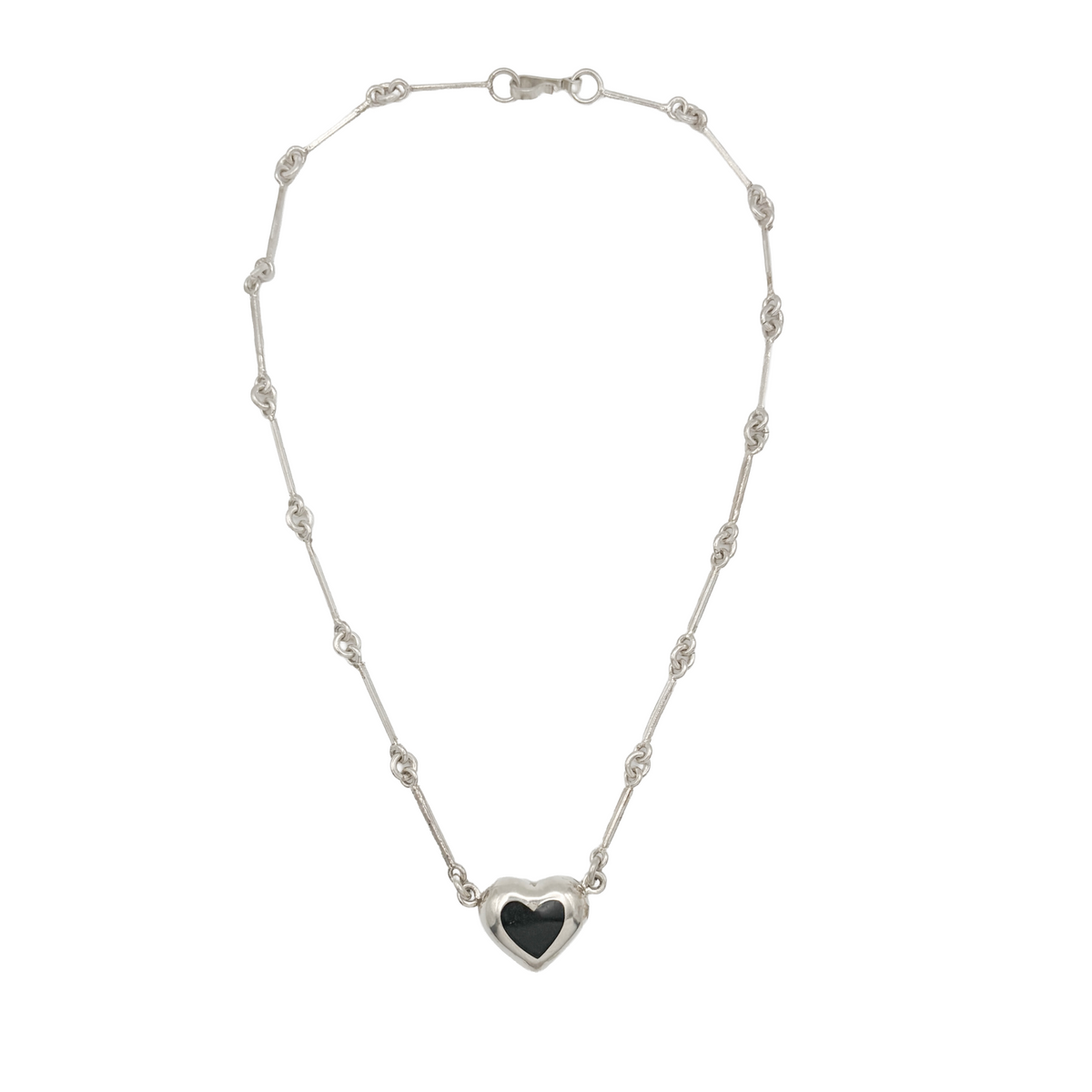 Vintage Sterling Black Heart Necklace