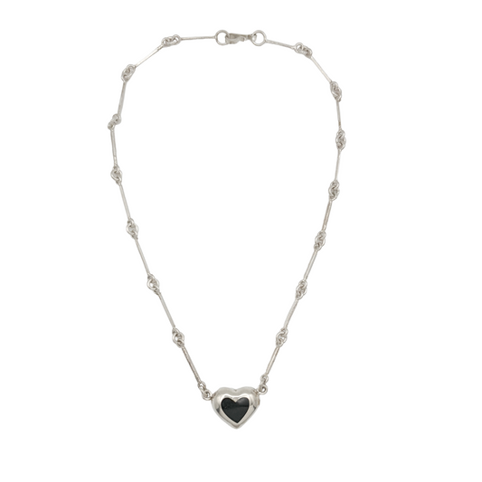 Vintage Sterling Black Heart Necklace