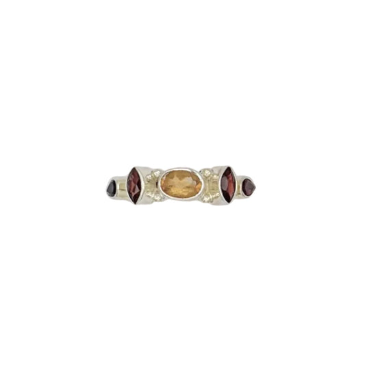 Vintage Sterling Citrine Garnet Ring