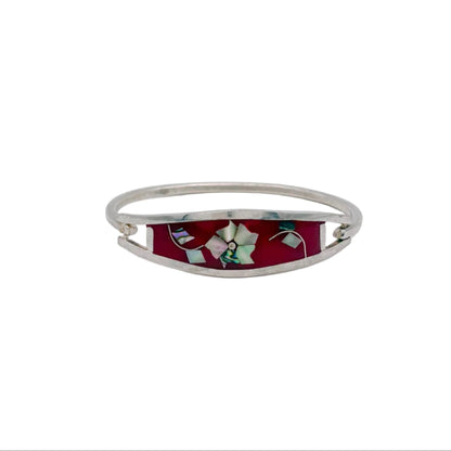Vintage Sterling Taxco Abalone Inlay Bracelet