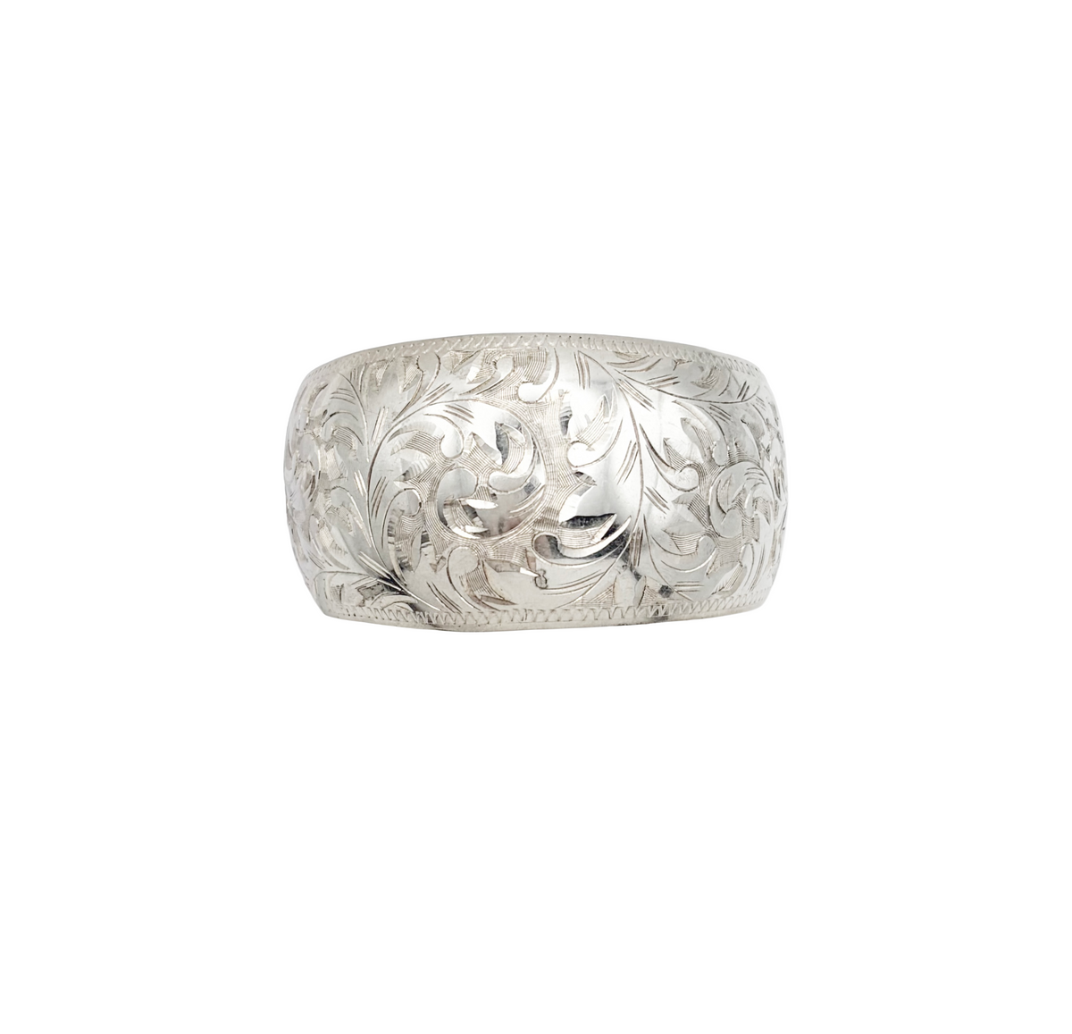 Vintage Sterling Chunky Floral Etched Cuff