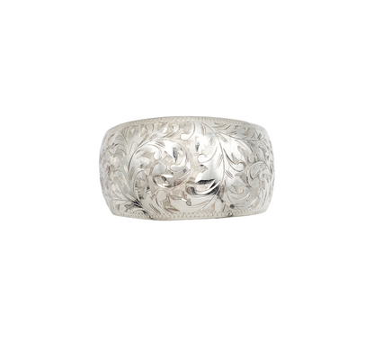 Vintage Sterling Chunky Floral Etched Cuff