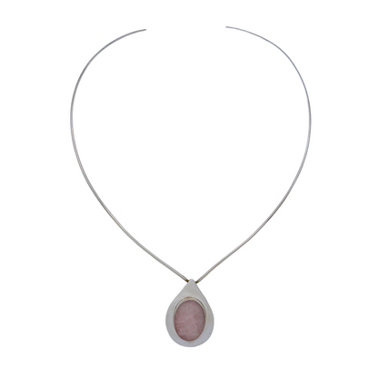 Vintage Sterling Rhodochrosite V Torque