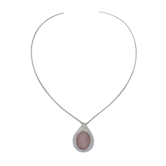 Vintage Sterling Rhodochrosite V Torque