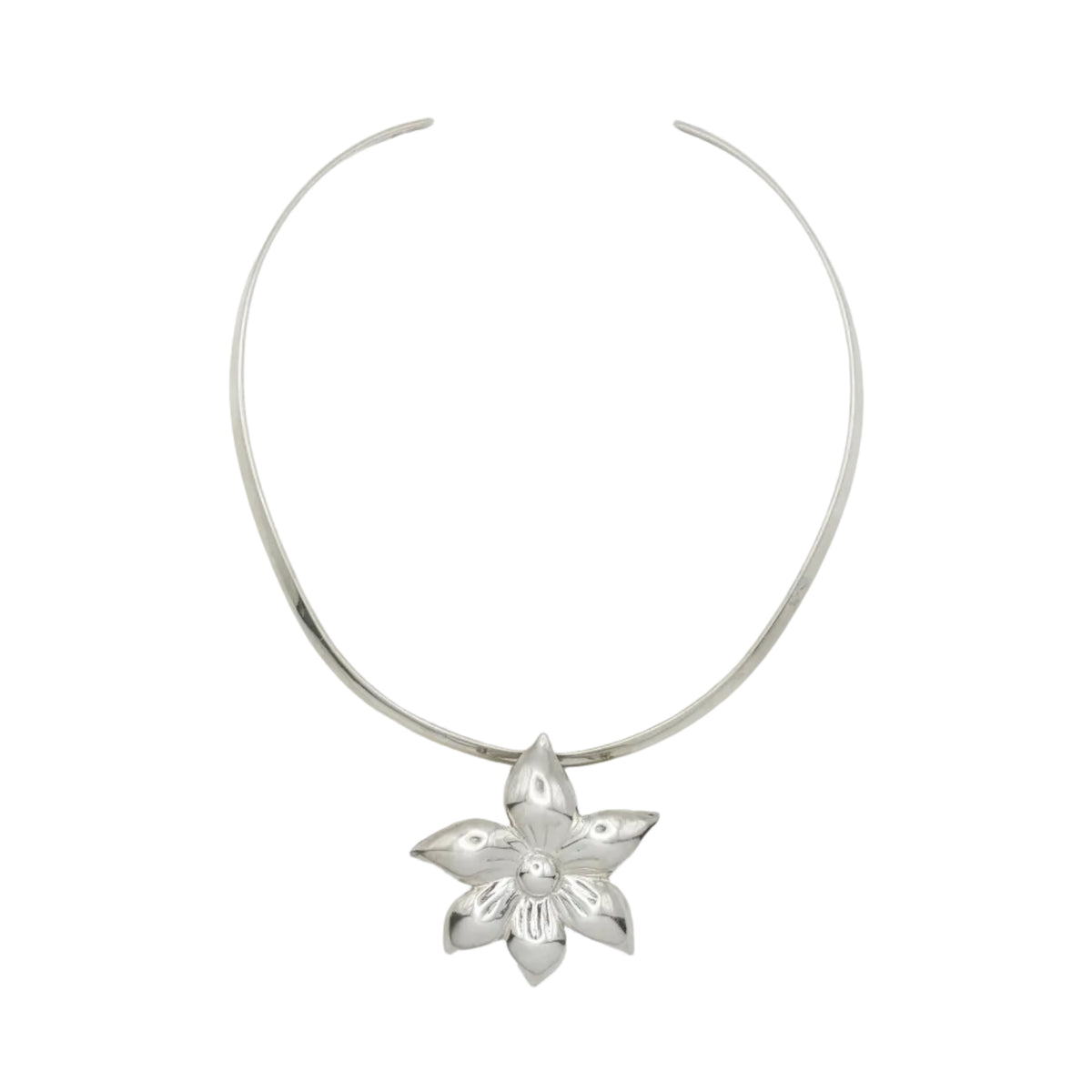 Vintage Sterling Statement Flower Torque